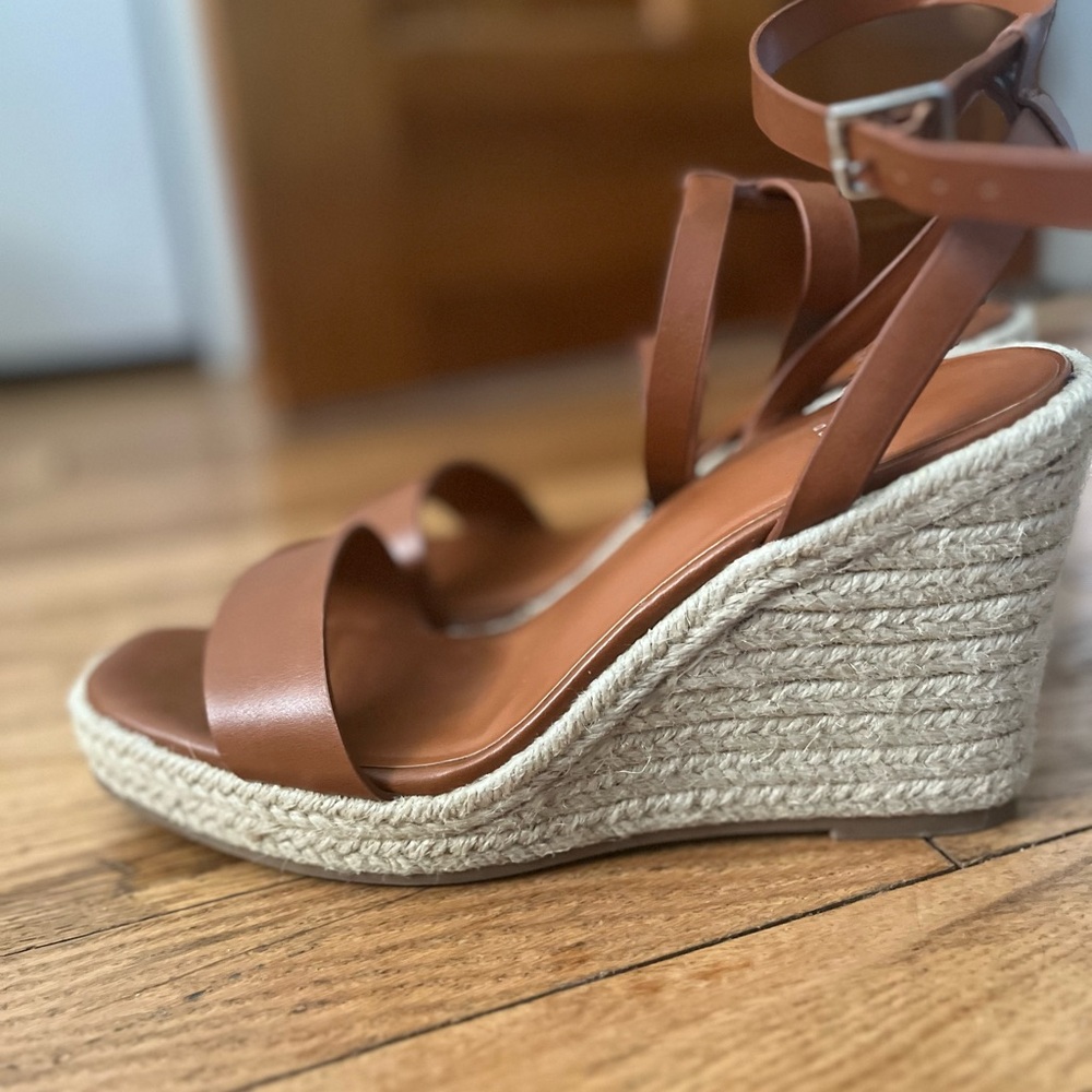 A New Day Brown Strappy Wedge Sandals - Size 7.5